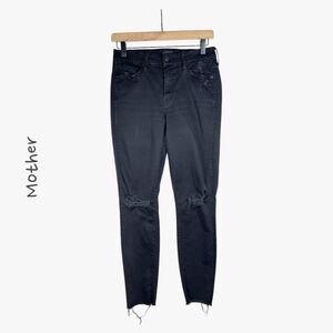Mother Women's Looker Ankle Fray Skinny Distressed Jeans in Blackbird Size 27